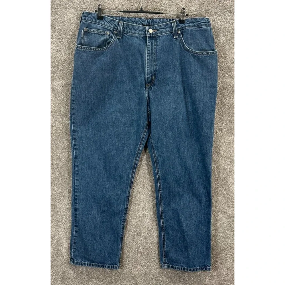 Carhartt Jeans Womens 20 Blue Measures 39X30 Hi Rise Straight Leg Dark‎ Wash